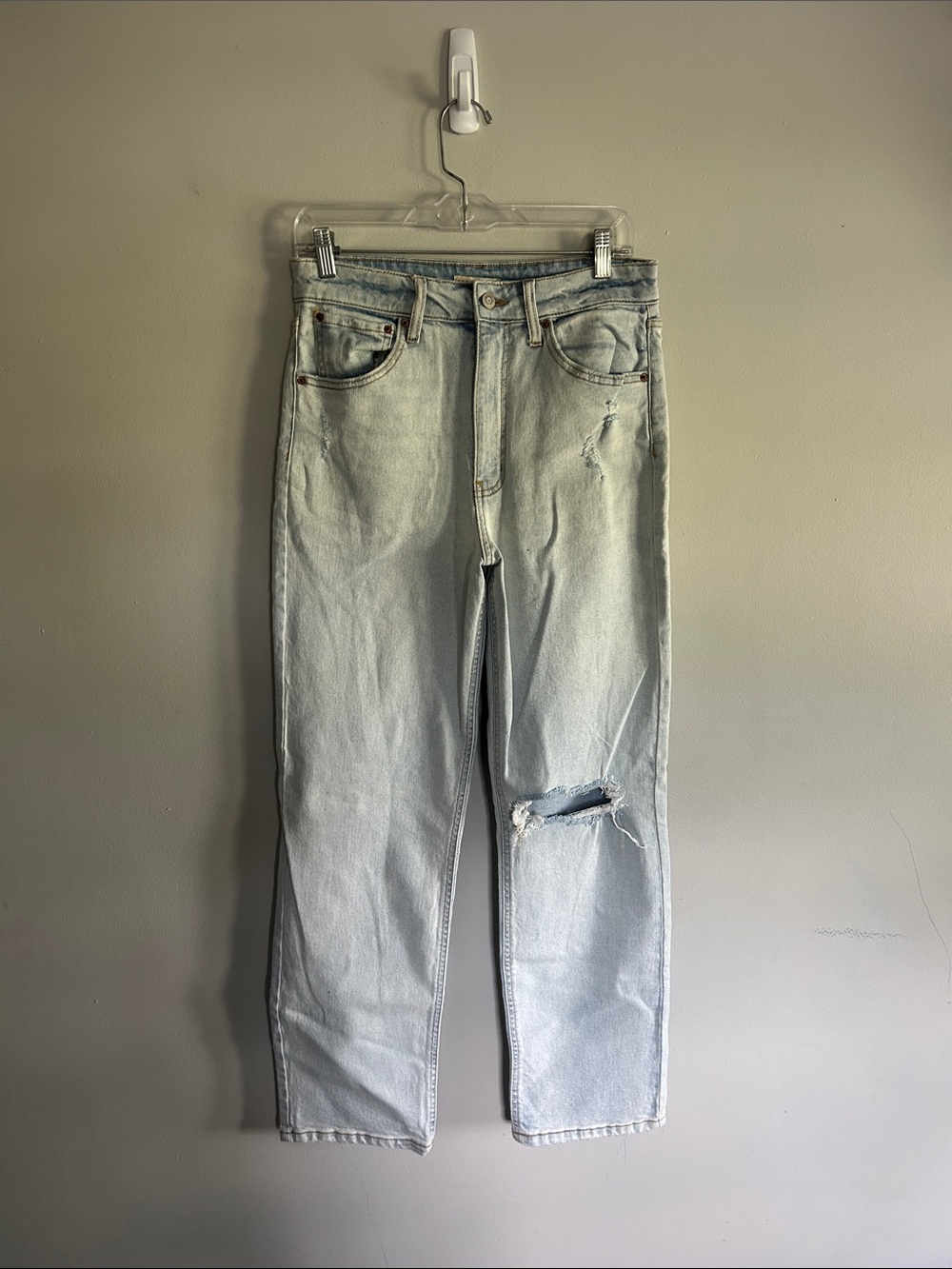 Copper Key Light Blue Distressed Straight Jeans